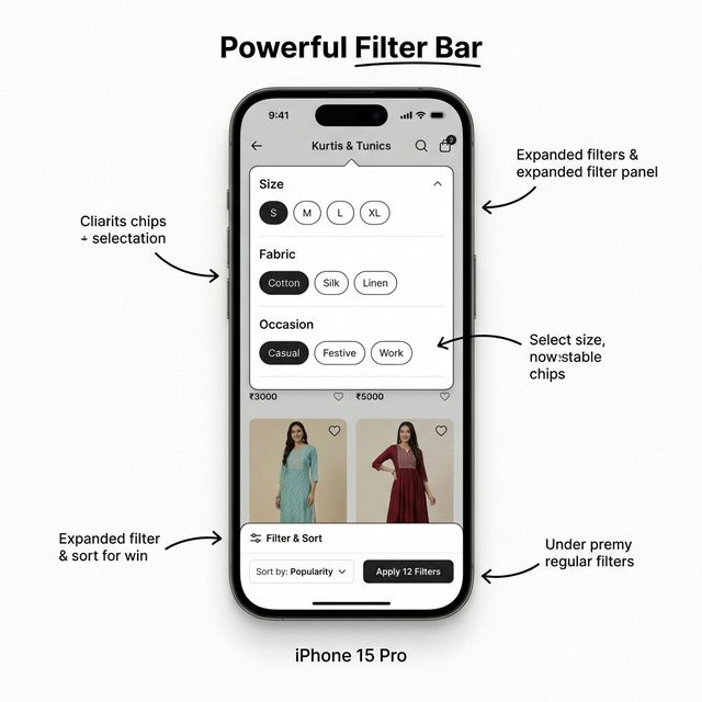 Ecommerce category page design checklist including filters and sorting for Indian buyers